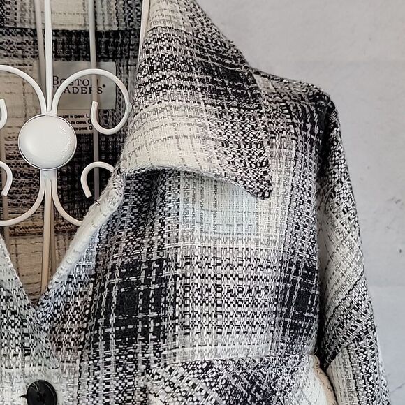 Boston Traders Plaid Black and White Women's  Shirt Jacket Size L - Picture 4 of 10